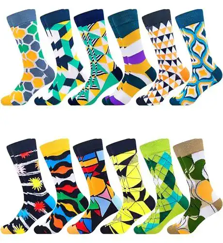 Bunte Socken für Männer Gemusterte Crew-Socken aus Baumwolle