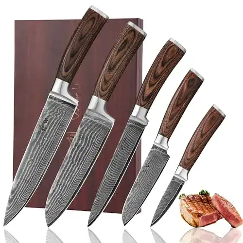Wakoli EDIB 5er Damastmesser-Set für die professionelle Küche