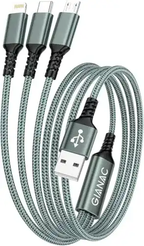 Gianac Multi-Ladekabel 1,5m 3 in 1 mit Nylonummantelung