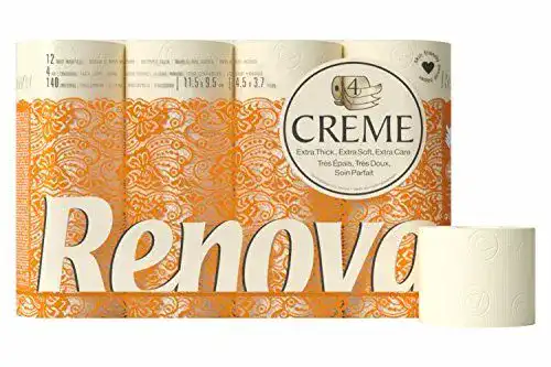 Renova Toilettenpapier 4-lagig Creme, 12 Rollen mit 140 Blättern
