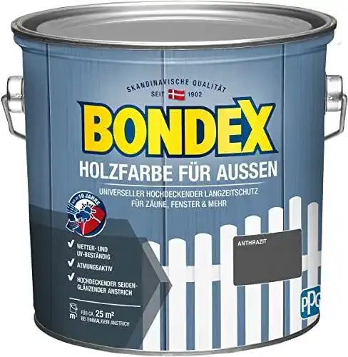 Bondex Holzschutzfarbe für Außen, 2,5 Liter, Anthrazit