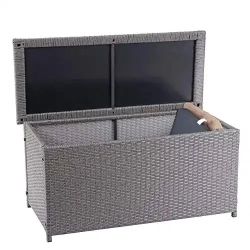 Wasserdichte Auflagenbox aus Poly-Rattan Mendler HWC-D88