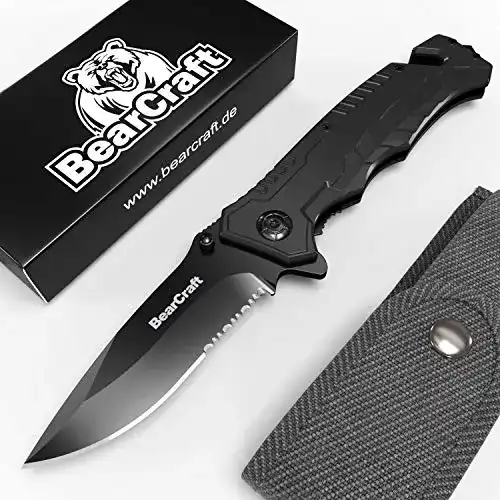 BearCraft Klappmesser Schwarz mit kostenlosem eBook