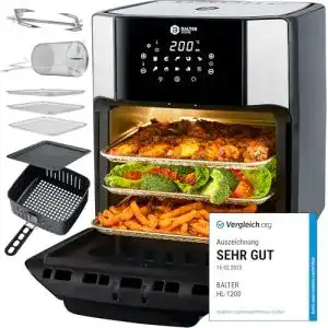 Heißluftfritteuse mit Drehkorb von Balter – HL-1200, 12 Liter, Multifunktional
