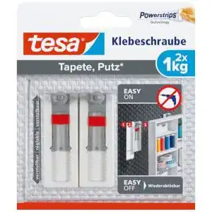 Klebeschrauben von Tesa für Tapeten und Putz, verstellbar bis 1kg