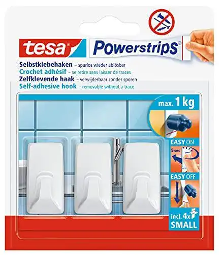 Klebehaken tesa Powerstrips Small eckig selbstklebend für einfache Montage