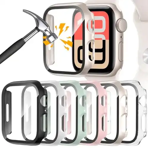 Apple Watch 7 Hülle HAANILKYI 6 Stück Schutzhülle mit Displayschutzfolie
