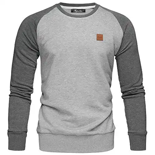 Republix Herren Basic College Sweatjacke in Hellgrau/Anthrazit Größe M