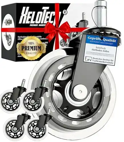 Bürostuhlrollen XeloTech für Hartböden, 5 Stück, 11mm x 22mm