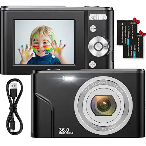Digitalkamera Nicamery 1080P HD Kompaktkamera mit 36 Megapixeln