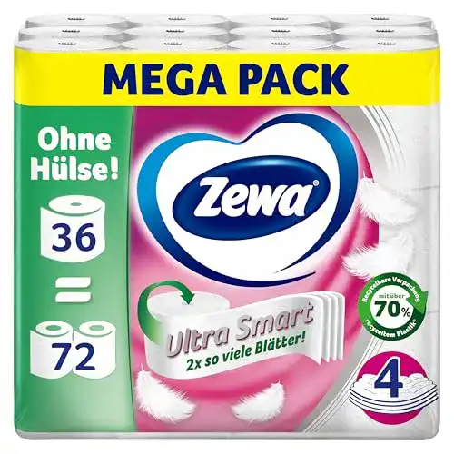 Toilettenpapier 4-lagig von Zewa Ultra Smart Großpackung mit 36 Rollen