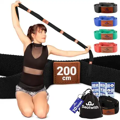 Yogagurt Seatwith mit 10 Schlaufen und Tragetasche – 200x4cm