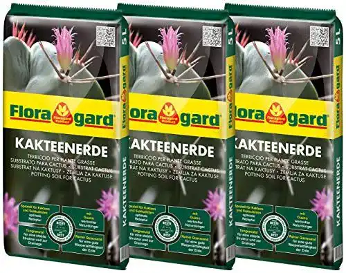 Kakteenerde von Floragard 3x5L für Kakteen und Sukkulenten