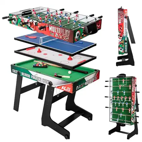 Klappbarer Tischkicker HLC 4-in-1 Spieltisch für verschiedene Spiele