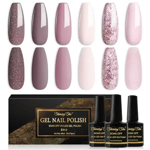 Gel-Nagellack Shining She UV Nagellack Set mit 6 Farben