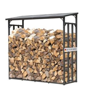 Holzunterstand QUICK STAR Metall Kaminholzregal Anthrazit XXL 185 x 70 x 185 cm