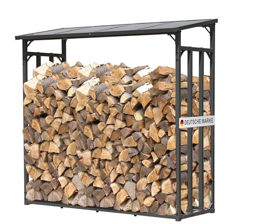Holzunterstand QUICK STAR Metall Kaminholzregal Anthrazit XXL 185 x 70 x 185 cm
