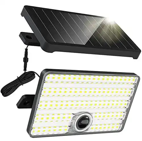Solarstrahler FLOWood Solarlampen für Außen mit 100 LEDs