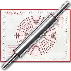 Edelstahl-Nudelholz Set mit Backmatte und drehbarem Design