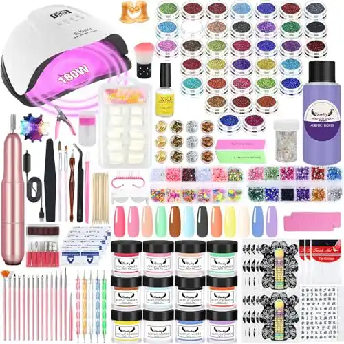 Nageldesign-Set Milai Acryl Nagelset mit 180W UV Lampe und Zubehör