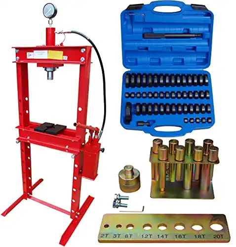 Werkstattpresse Carmax 20 Tonnen mit Doppelpumpe und Zubehörset