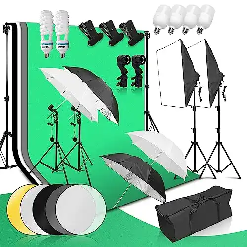 Fotostudio Set mit 50x70cm Softbox und 2x3m Hintergrund