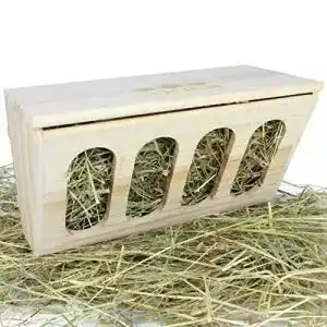 Heuraufe für Kaninchen, Hasen und Hamster aus Massivholz