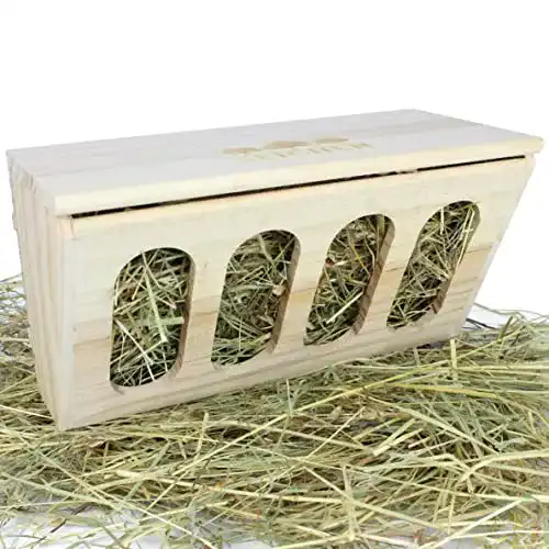 Heuraufe für Kaninchen, Hasen und Hamster aus Massivholz