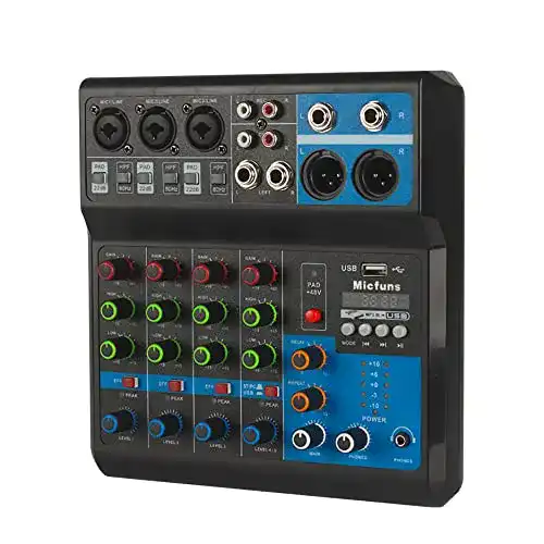 Mini Mischpult Micfuns Mini Audio DJ Mixer für Live-Streaming
