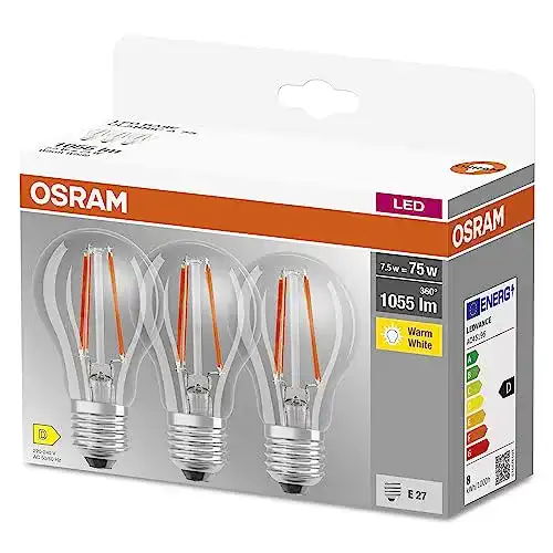 Osram LED E27 Warmweiß Classic A75 Filamentlampe 3er-Box