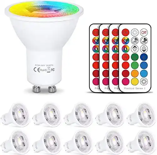 Dimmbar LED GU10 Lampe von Hydong in Warmweiß und RGB Farbwechsel 10er Set