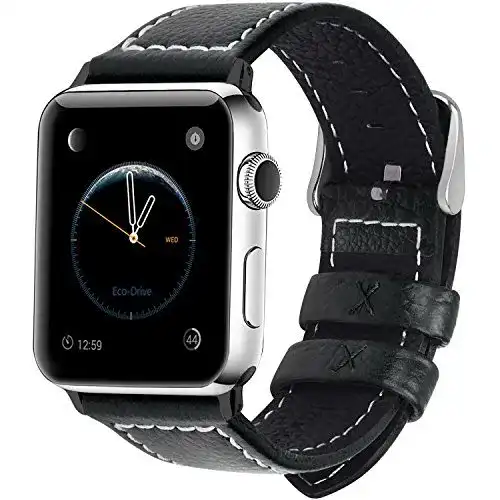 Fullmosa Lederarmband für Apple Watch in Schwarz