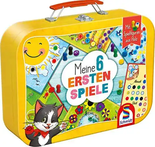 Spielesammlung Schmidt Spiele 40591 – Meine 6 Ersten Spiele im Metallkoffer
