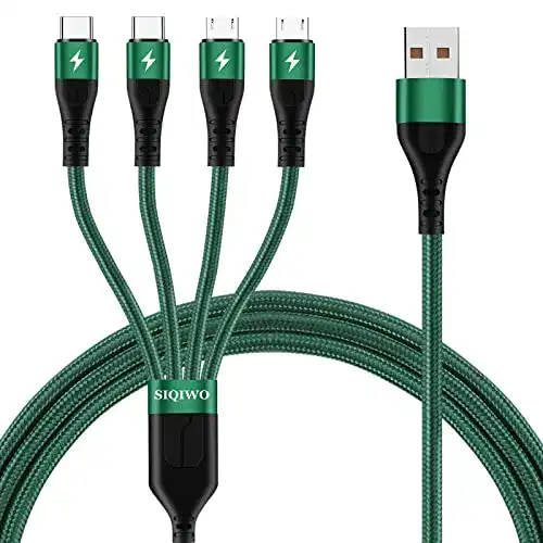 Siqiwo Multi USB Ladekabel 1,2m mit 4-in-1 Nylon-Anschlüssen