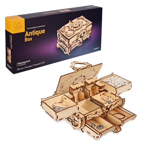 UGEARS 3D Modellbausatz Schatztruhe aus Holz – DIY Puzzle für Erwachsene