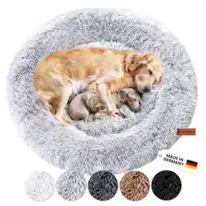 Hundebett Plüsch Wahre Tierliebe Donut für Hunde – waschbar grau 80cm
