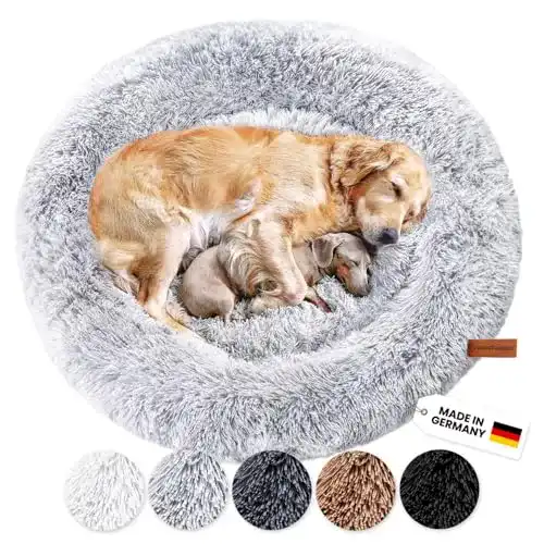 Hundebett Plüsch Wahre Tierliebe Donut für Hunde – waschbar grau 80cm