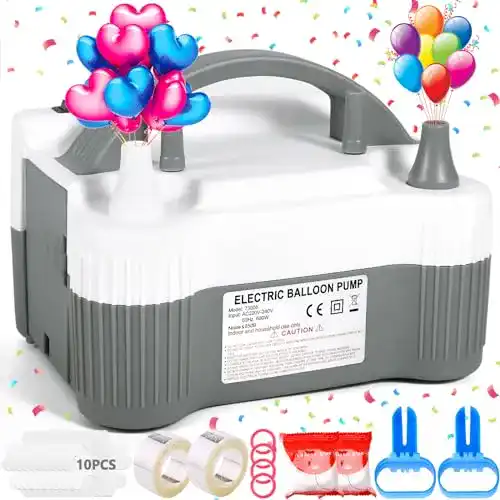 Elektrische Luftballonpumpe Powzoo 220V-240V 600W mit Doppeldüse
