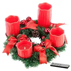 Adventskranz mit roten LED-Kerzen von Britesta