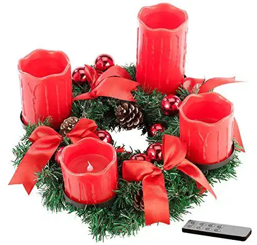 Adventskranz mit roten LED-Kerzen von Britesta
