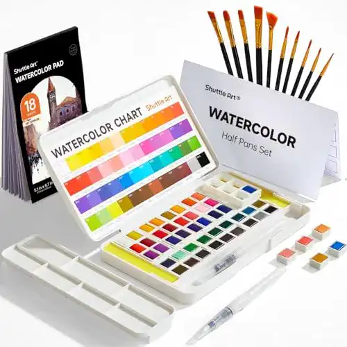 Aquarellfarben Shuttle Art Set mit 48 Wasserfarben und 2 Wasserpinseln