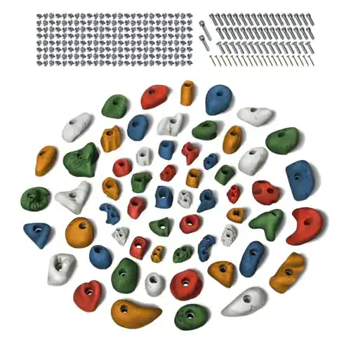 Alpidex Klettergriffe Set mit 60 Griffe und Schrauben für Kletterwände
