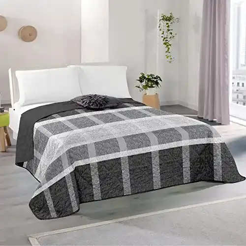 Tagesdecke Bestlivings Cross Check 220×240 cm mit wattierter Zwischenlage