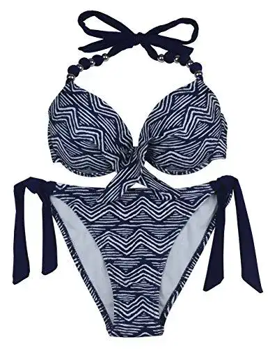 Eonar Damen Bikini Set mit seitlichen Bindungen und Push-up-Funktion