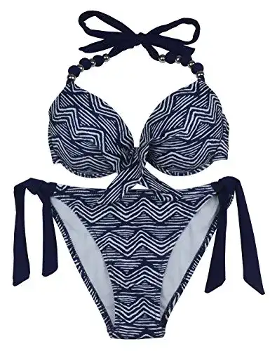 Eonar Damen Bikini Set mit seitlichen Bindungen und Push-up-Funktion