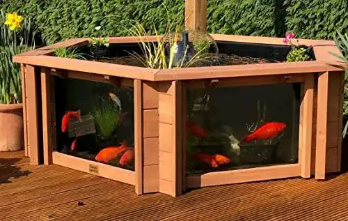 Hochteich Garten-Aquarium Lily mit klaren Sichtfenstern und Springbrunnen