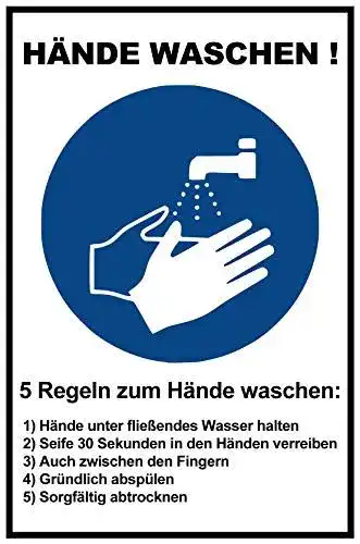 Aufkleber Hände waschen 5er Set zur Hygieneanleitung