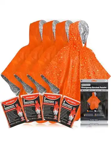 Rettungsdecke aZengear Notfall-Survival-Poncho im 4er Set