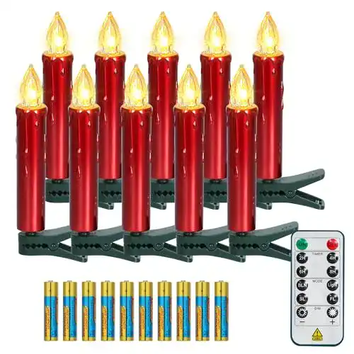 Kabellose Christbaumkerzen FREEPOWER 10er Rot LED Kerzen