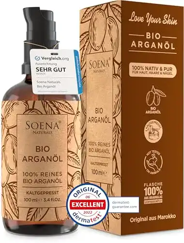 Soena Arganöl Bio kaltgepresst 100% rein für Haut und Haare
